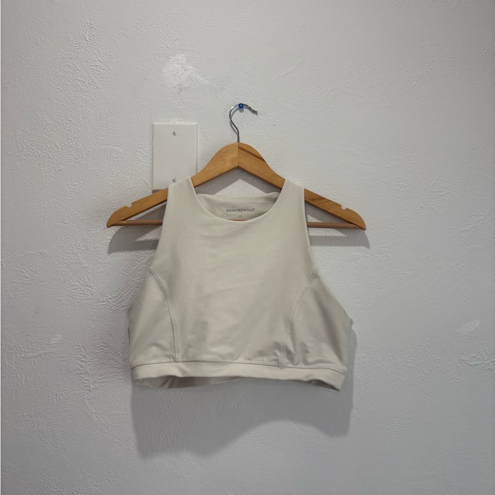 WeWoreWhat Cream Crewneck Sleeveless Top
